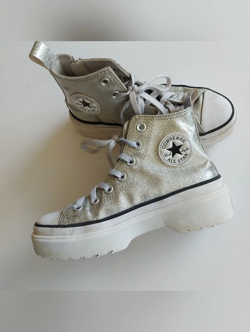 Converse All Star High-Top Platform Sneakers in Metallic Gold Size 3